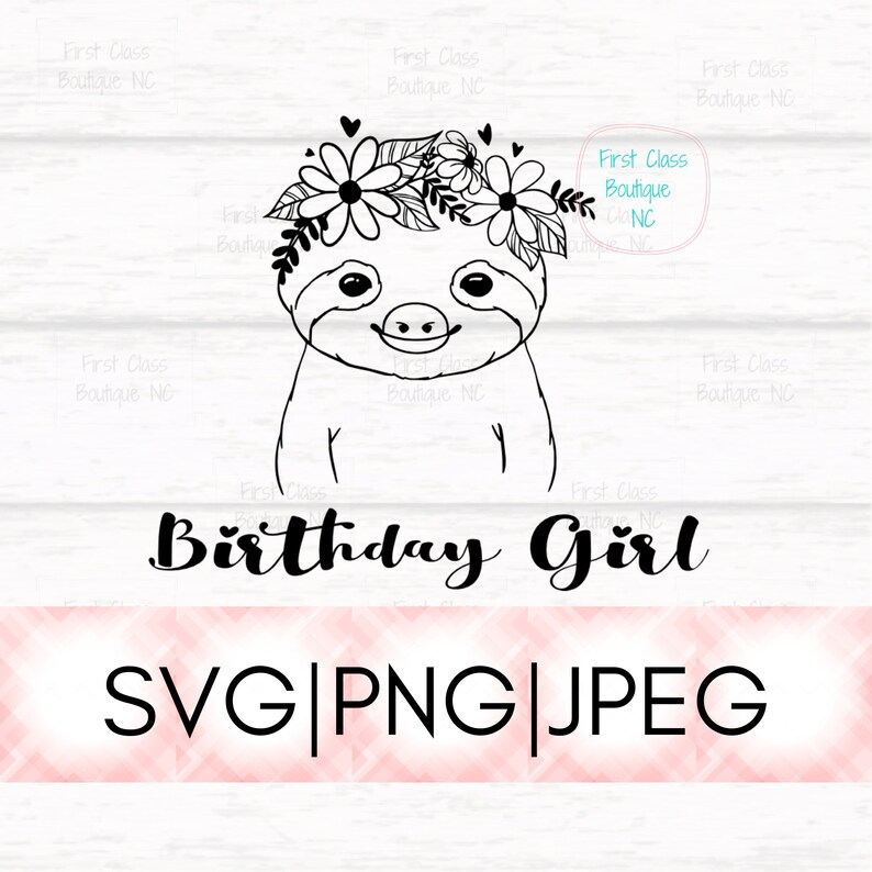 Download Sloth with Crown Birthday Girl SVG for Shirt Animal Iron-on | Etsy