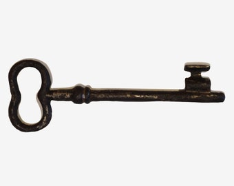 Huge romanian vintage metal skeleton key - 14.7 cm, 5.8 inch, no any rust!