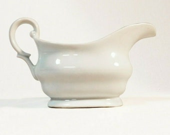 Vintage austro-hungarian white porcelain boat sauce bowl, antique kitcen deco, 5x9&quot;