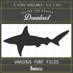 Shark Embroidery Design, Sea Animal Embroidery Designs, Shark Custom Machine Embroidery Design, 5 Sizes Available