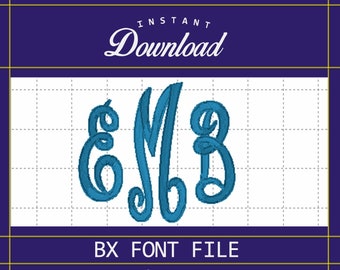 Whimsie Monogram Machine Embroidery Font INSTANT DOWNLOAD / Machine Embroidery / Customize Your Own Designs / 7 Sizes 1.0in - 4.0in