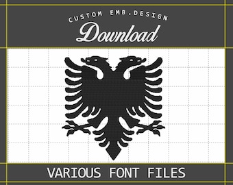 Albanian Eagle Embroidery Design, Eagle Machine Embroidery Design, Animal Embroidery Files, Instant Download, 7 Sizes Available
