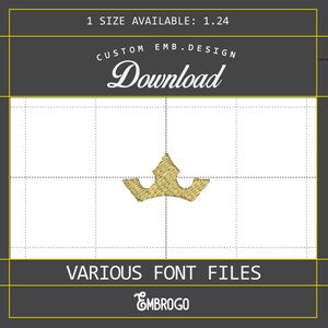 Crown Embroidery Design, Kings Crown Embroidery File, Queens Crown DST File, Princess Crown PES File, Instant Download, 1 Size Available