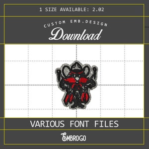 Texas Tech Raider Red Mascot Embroidery Design – College Team Logo File for 4x4, 5x7 Hoops