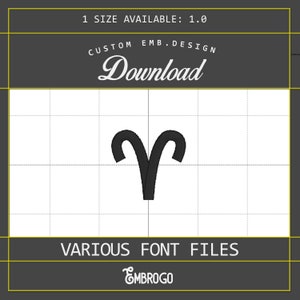 Aries Embroidery Pattern, Aries Embroidered Zodiac Sign, Zodiac Embroidery Design, Instant Download, Astrology Embroidery, 7 Sizes