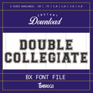 Collegiate Outline Embroidery Font, Embroidery Designs, Machine Embroidery, BX Fonts, BX Format, Multiple Font Sizes, Instant Download