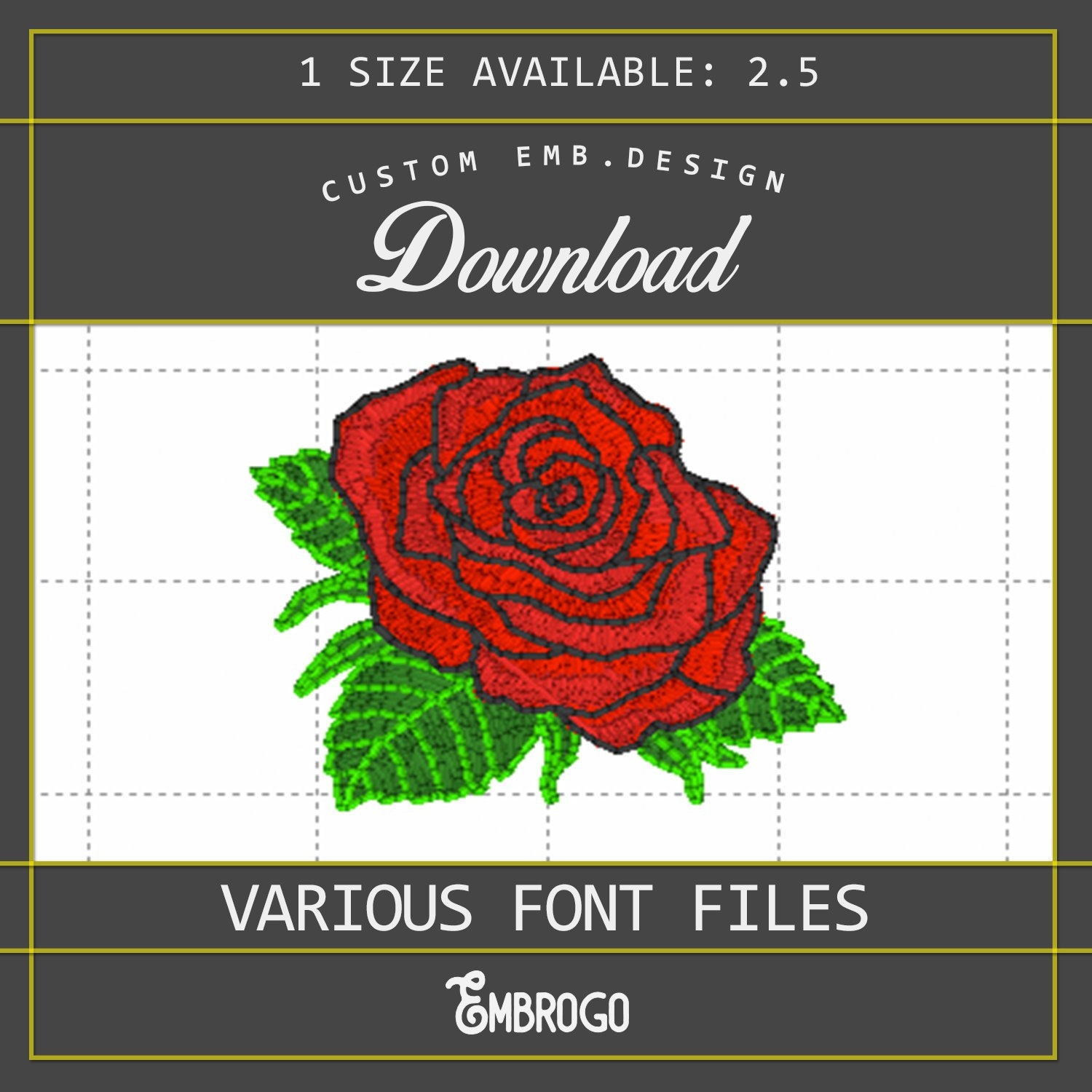 Red Rose Embroidery Design, Rose Machine Embroidery Design, Instant Download, Digital Download, Machine Embroidery Designs, 1 Size Available