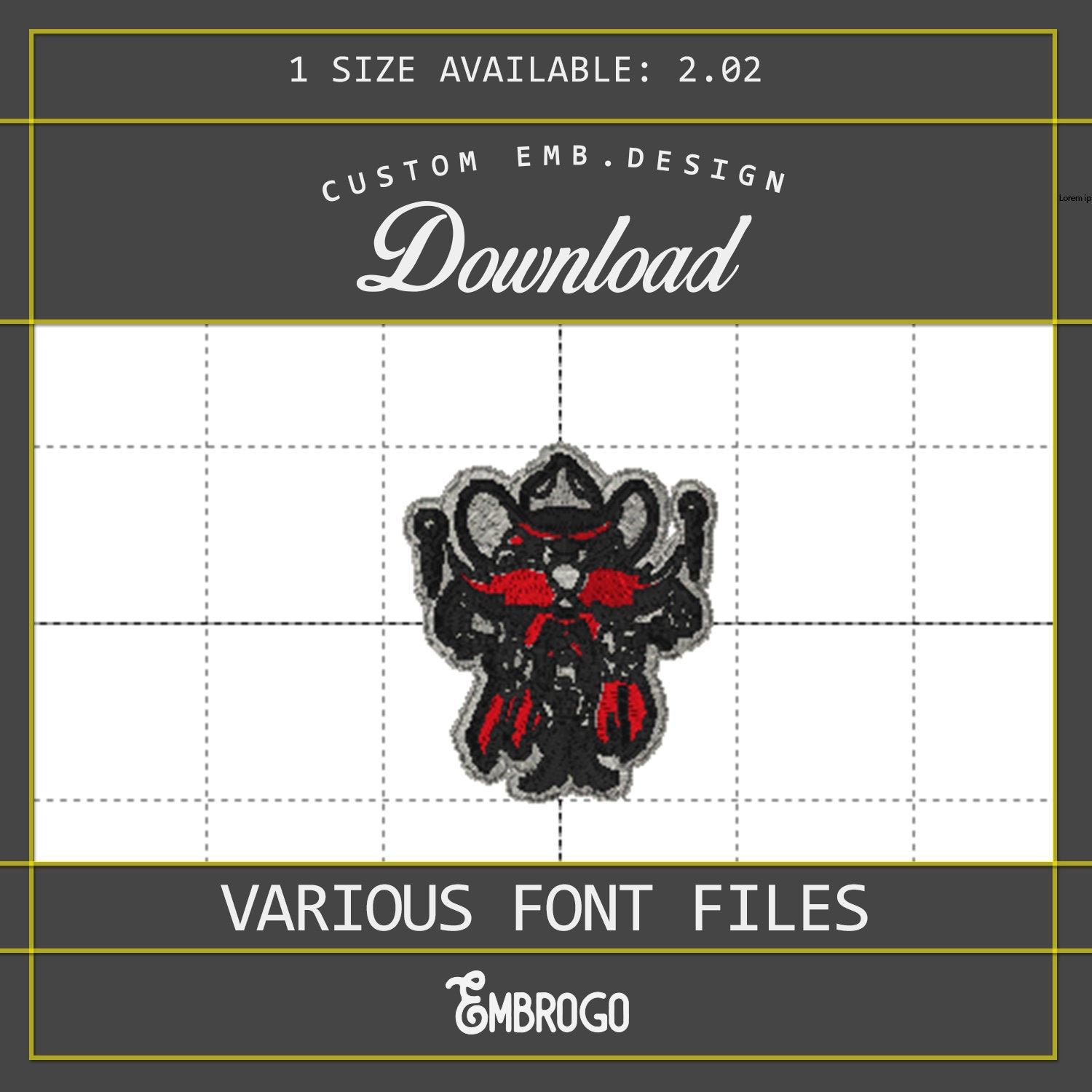 Texas Tech Raider Red Mascot Embroidery Design – College Team Logo File for 4x4, 5x7 Hoops
