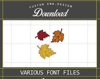 Fall Leaf Embroidery Design Set – 3 Sizes (1.1&quot; to 2.1&quot;) | Autumn Leaves Machine Embroidery File | Instant Download | Small Hoop Friendly