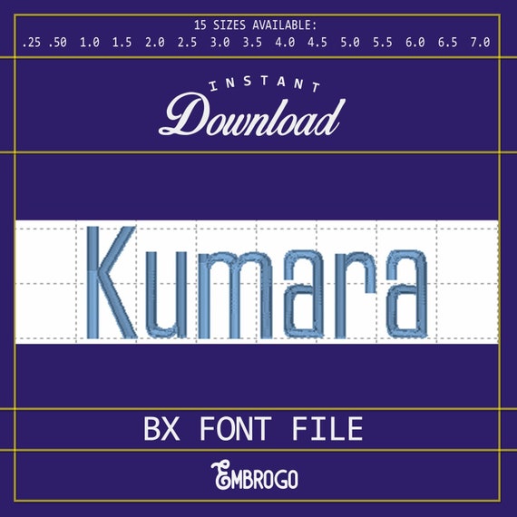 Kumara Machine Embroidery Font INSTANT DOWNLOAD Machine Embroidery Customize Your Own Designs 15 Sizes Available .25in 7.0in