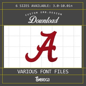 Alabama Team Embroidery Design, Embroidery Design, Custom Embroidery, Instant Download,  6 Sizes Available