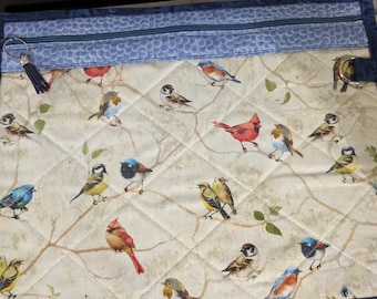 Project Bag for Cross Stitch, Embroidery, Needlework, Sewing Projects-BirdsinBlue