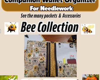 Cross Stitch Companion  Organizer Needlework -Many Pockets & Accessories - BEE COLLECTION