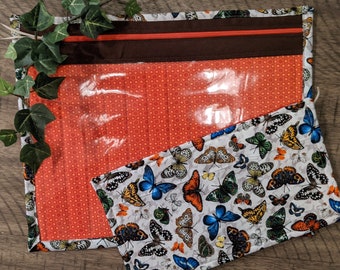 Bolsa para proyectos - Bolsa para proyectos de punto de cruz - Bolsa para organizar documentos - Colección Mariposas en vuelo