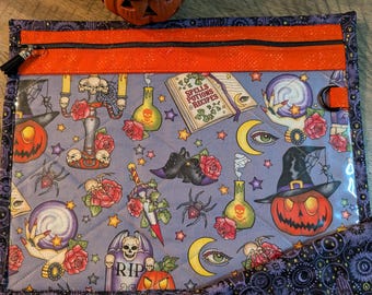 Project Bag - Cross Stitch Project Bag - Document Organization Bag - Halloween RIP