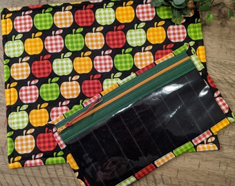 Project Bag - Cross Stitch Project Bag - Document Organization Bag - Apples