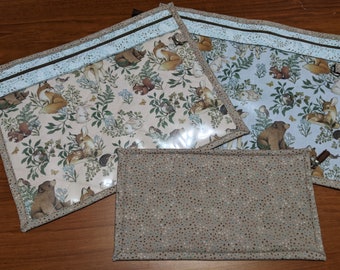 Project Bag - For Cross Stitch - Needle Work - Documents - School with Vinyl Front - Forest Animal Dreams