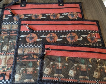 Project Bag for Cross Stitch, Embroidery, Needlework, Sewing Projects-HalloweenFrankie