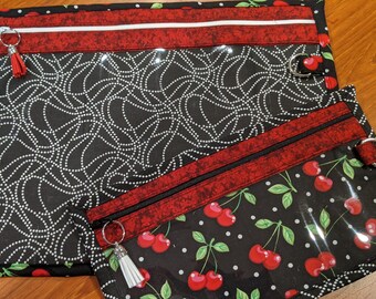Project Bag - Cross Stitch Project Bag - Document Organization Bag - Cherries