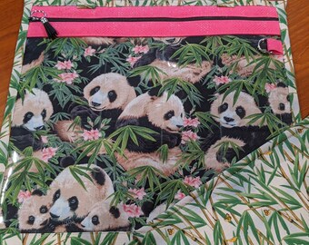Project Bag - Cross Stitch Project Bag - Document Organization Bag - Panda Party