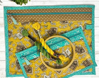 クロスステッチ、刺繍、手芸、裁縫プロジェクト用プロジェクトバッグ - 動物コレクション