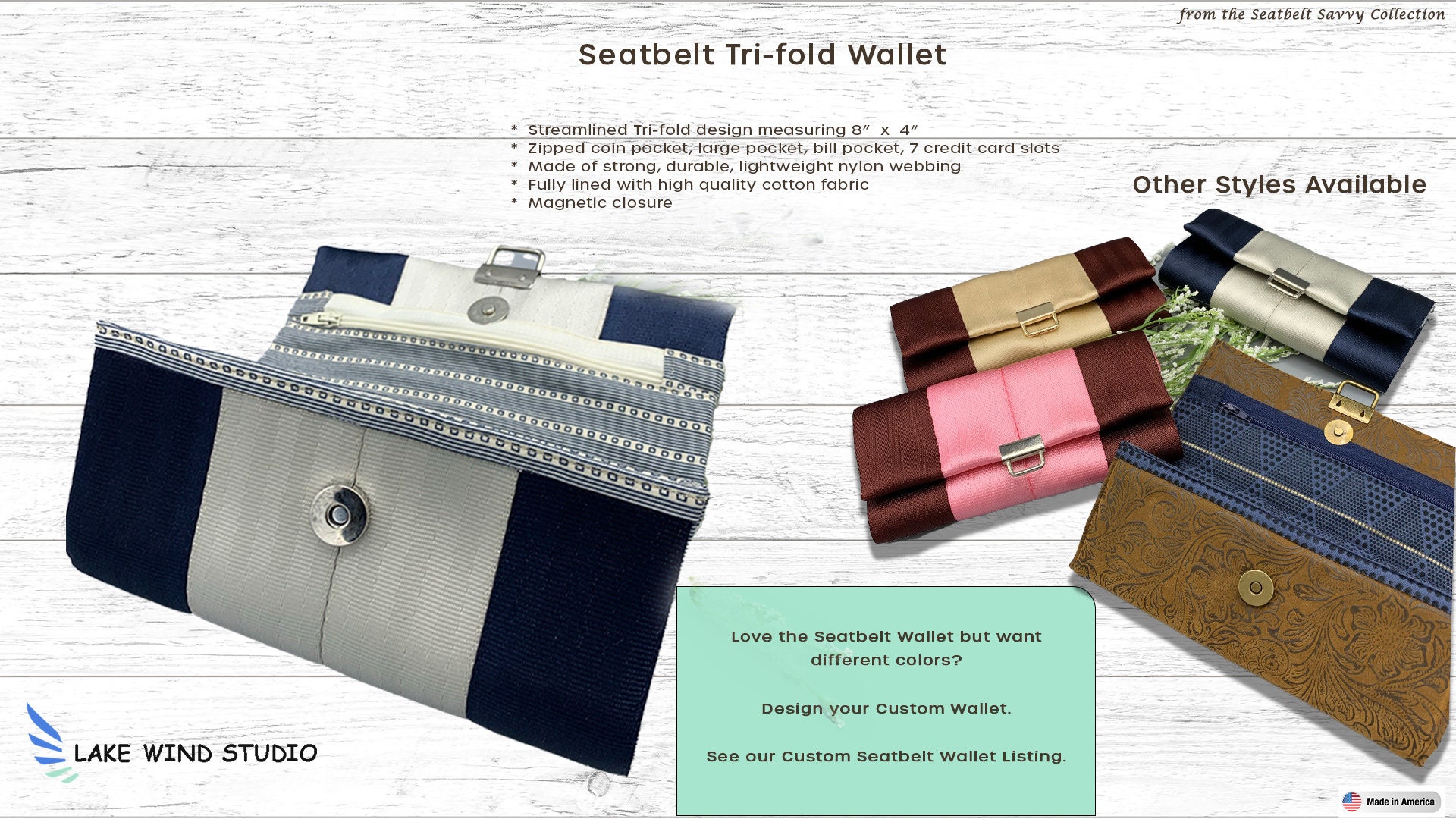 Seatbelt Wallet Tri-fold Ladies Wallet 