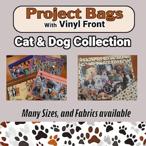 Project Bag - Cross Stitch Project Bag - Document Organization Bag - CAT & DOG COLLECTION