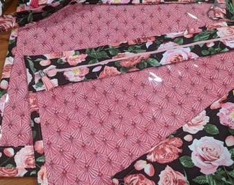 Project Bag - Cross Stitch Project Bag - Document Organization Bag - RoseGarden-Pink