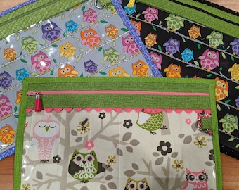 Project Bag - Cross Stitch Project Bag - Document Organization Bag - Owl Collection