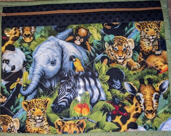 Bolsa para proyectos de punto de cruz, bordado, labores y costura - COLECCIÓN SAFARI
