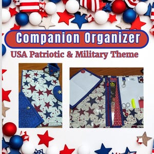 Companion  Organizer Needlework -Many  Pockets & Accessories - USA Patriotic Military Collection