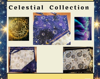 クロスステッチ、刺繍、手芸、裁縫プロジェクト用プロジェクトバッグ - 天体モチーフ - コスモコレクション
