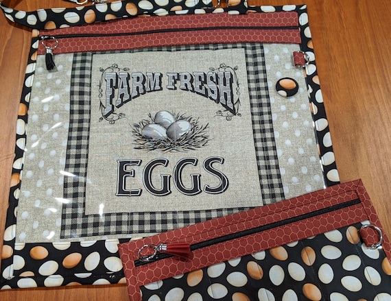 Project Bag Cross Stitch Project Bag Document Organization Bag Farm Fresh  Eggs 