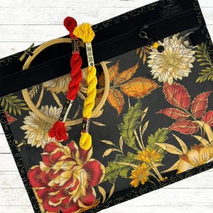 Project Bag for Cross Stitch, Embroidery, Needlework, Sewing Projects - Flower Collection
