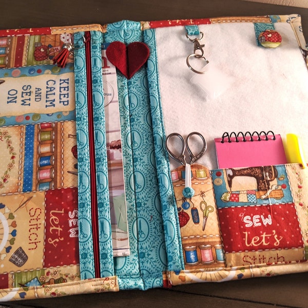 Companion Organizer for Cross Stitch & Needlework with ORT, thread catcher, Floss Bobbin Pages and lots pockets