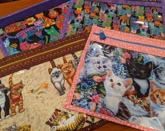 Project Bag - Cross Stitch Project Bag - Document Organization Bag - Cat and Kitten Collection