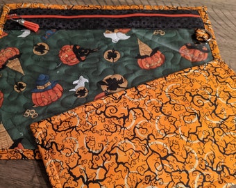 Project Bag for Cross Stitch, Embroidery, Needlework, Sewing Projects-HalloweenJacko