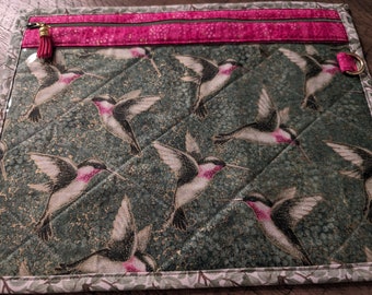 Project Bag for Cross Stitch, Embroidery, Needlework, Sewing Projects-Hummingbirds