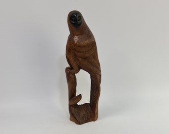 Vintage hand carved wooden parrot