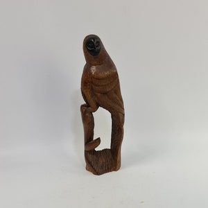 Vintage hand carved wooden parrot