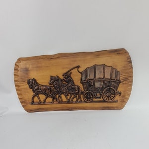 Vintage wood and metal wall plaque