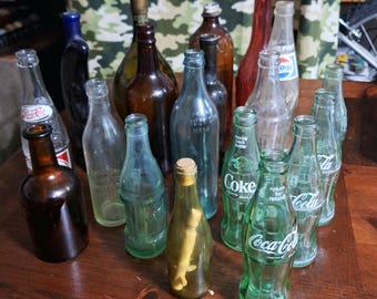 Vintage Colored Glass Bottles