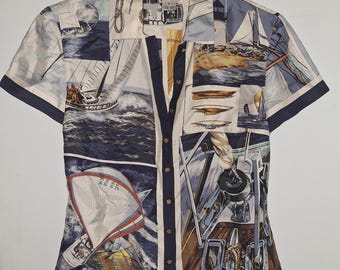 Silk Nautical Button-up Shirt