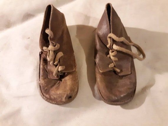 antique leather baby shoes