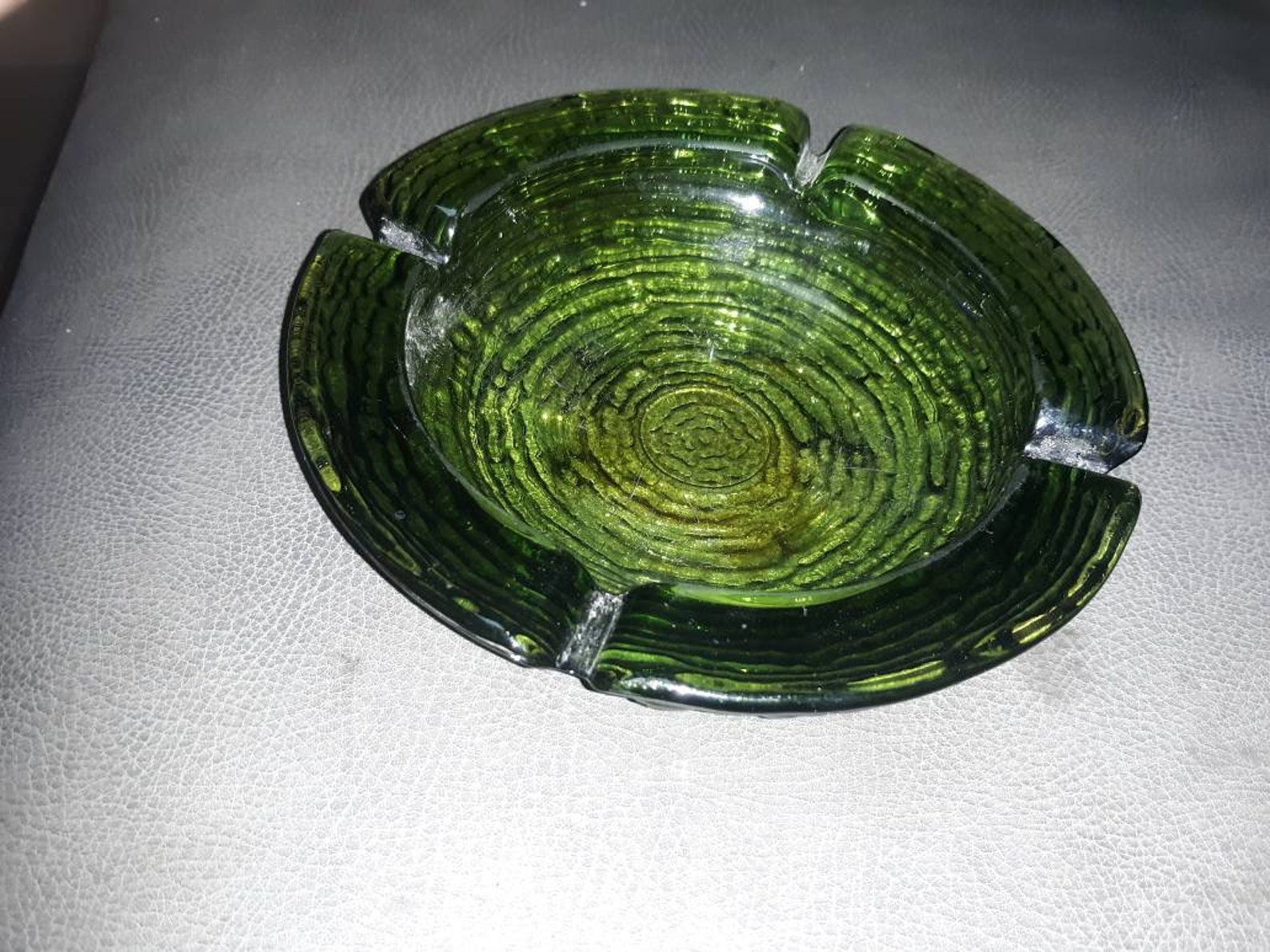 1970s Green Glass Ashtray Etsy