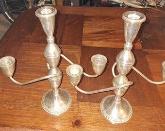 Vintage Duchin Sterling Silver Candelabras, 3-arm Candle Holders