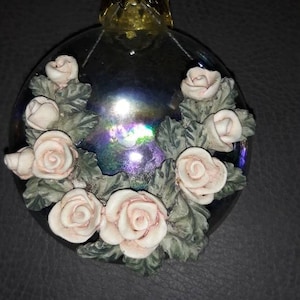 Crystal with Roses Tree Ornament