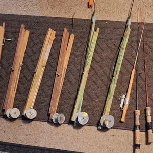 Ice Fishing Vintage Wooden Handle Fishing Rods VINTAGE ICE FISHING RODS,  Poles,Antique