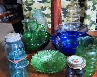 Vintage Colored Glass Drinkware
