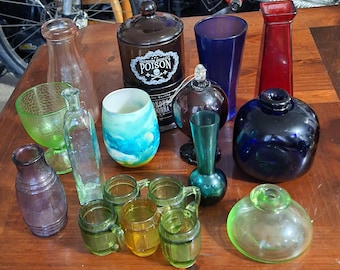 Vintage Colored Glass Jars